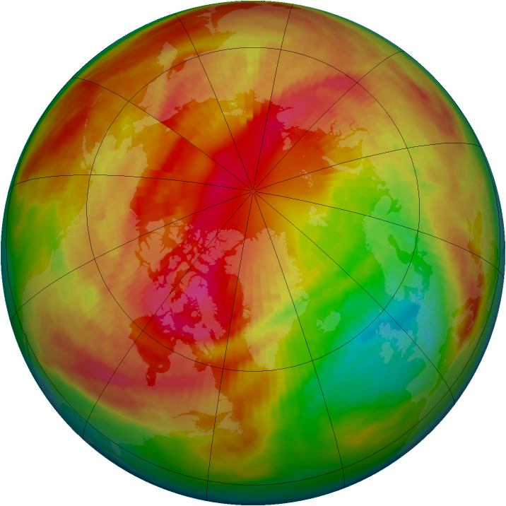 Arctic ozone map for 05 March 1984